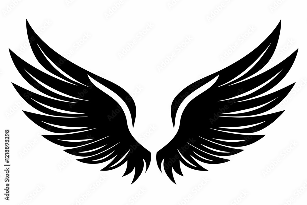 wings line art silhouette vector illustration wings line art silhouette vector illustration