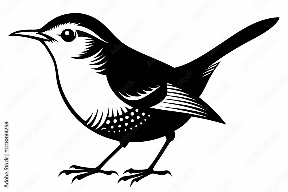 Fototapeta premium wren bird line art silhouette vector illustration