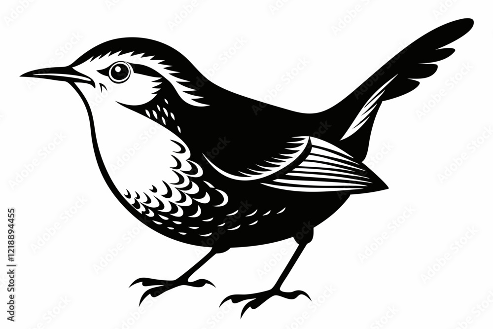 Obraz premium wren bird line art silhouette vector illustration