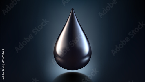 High Quality Crude Oil Drop Isolated on Dark Background, Shiny Droplet, Different From Similar Vector, Vector Illustration
