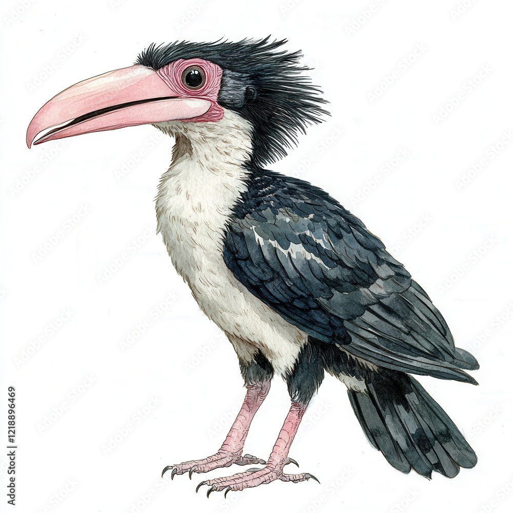 Obraz premium Detailed Illustration Of A Distinctive Bird Species With A Curved Beak
