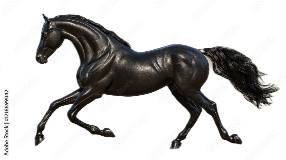Sleek Black Horse in Motion Capturing the Grace and Strength of a Majestic Animal Running Elegantly on a Clear Background Sleek Black Horse in Motion Capturing the Grace and Strength of a Majestic Animal Running Elegantly on a Clear Background