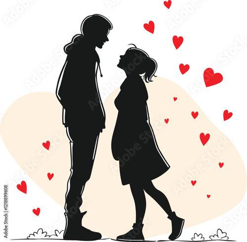 Silhouette illustration of a loving couple facing each other, suggesting a tender moment.