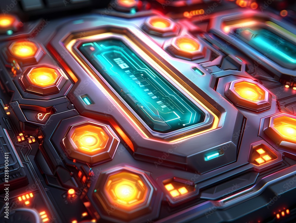 Obraz premium illustration of a motherboard, processor in art style,