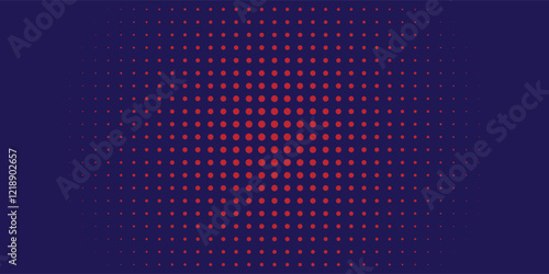 Red halftone dots blue color pattern gradient grunge texture background. Dot pop art. vektor