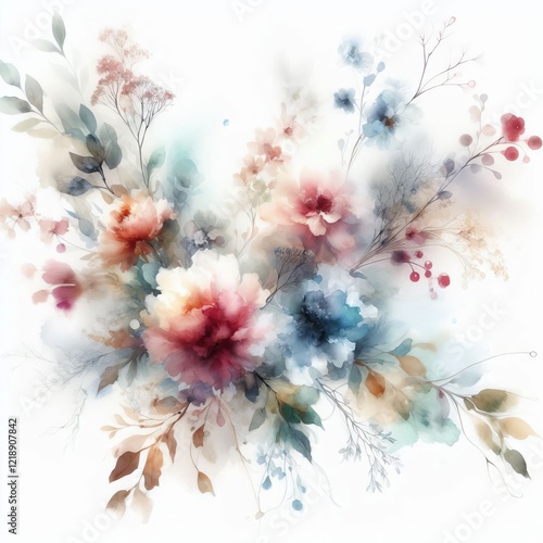 Watercolour Light delicate washes of colour creating a soft and