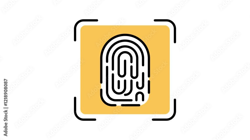 Safety fingerprint unlock mobile banking apps icon motion black, yellow, white color Safety fingerprint unlock mobile banking apps icon motion black, yellow, white color