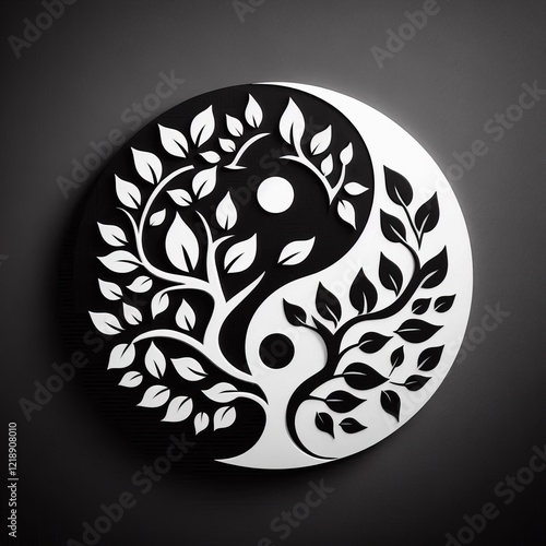 Yin yang tree A tree with leaves in the yin yang pattern represe