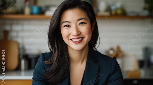 Wallpaper Mural  Professional portrait of a smiling woman in a modern kitchen. Torontodigital.ca