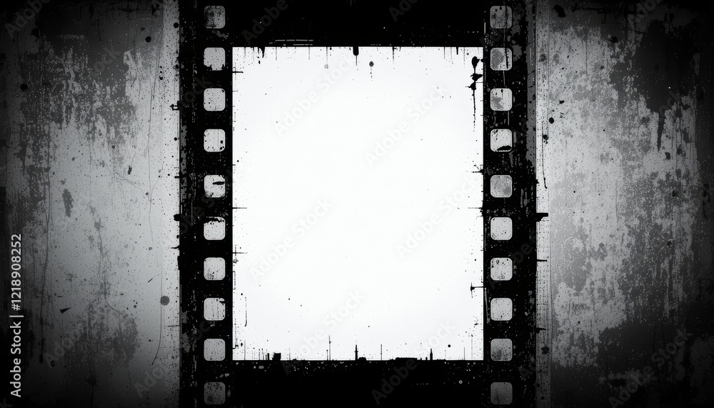 Obraz premium Bright filmstrip frame on a distressed black background