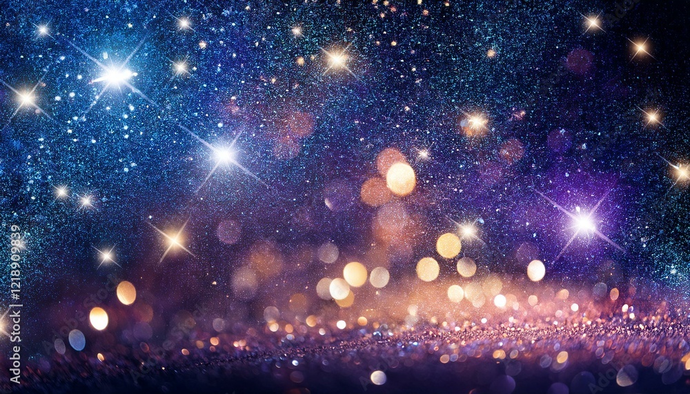 Obraz premium 宇宙と銀河に輝くグリッター背景のイラスト素材。AIで生成 
