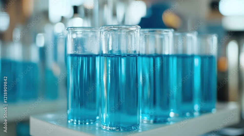 Blue Liquid in Test Tubes Blue Liquid in Test Tubes