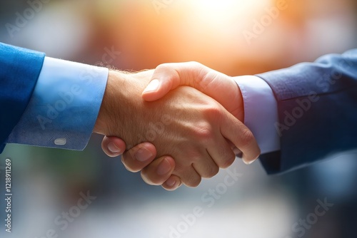 Successful Business Partnership: A Handshake Symbolizing Agreement and Collaboration photo