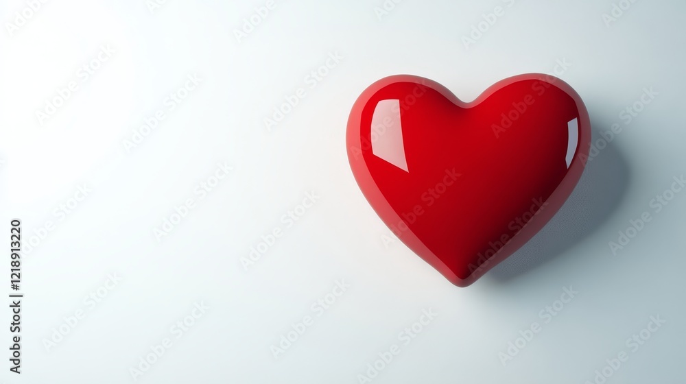 solid color red heart shape. red heart shape on white background