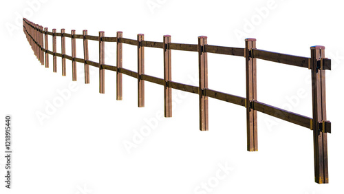 grey wooden fence isolated on transparent background.