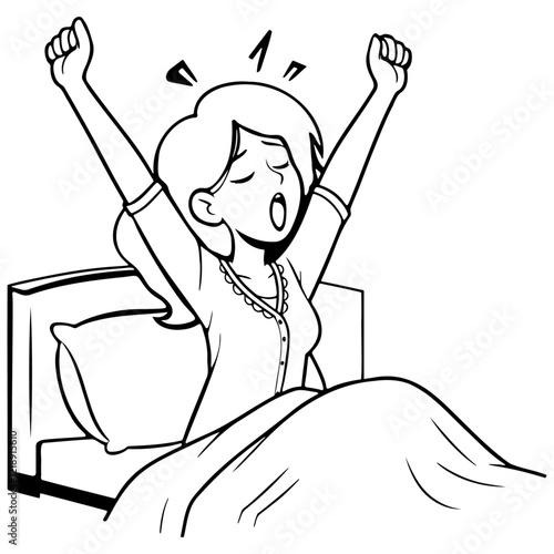 Woman Yawn Morning Wake Up.