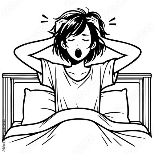 Woman Yawn Morning Wake Up.