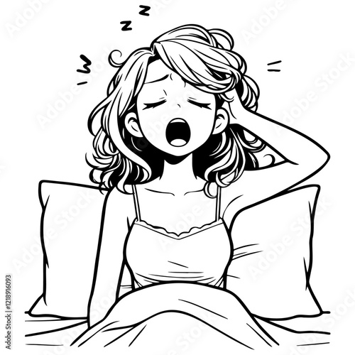Woman Yawn Morning Wake Up.