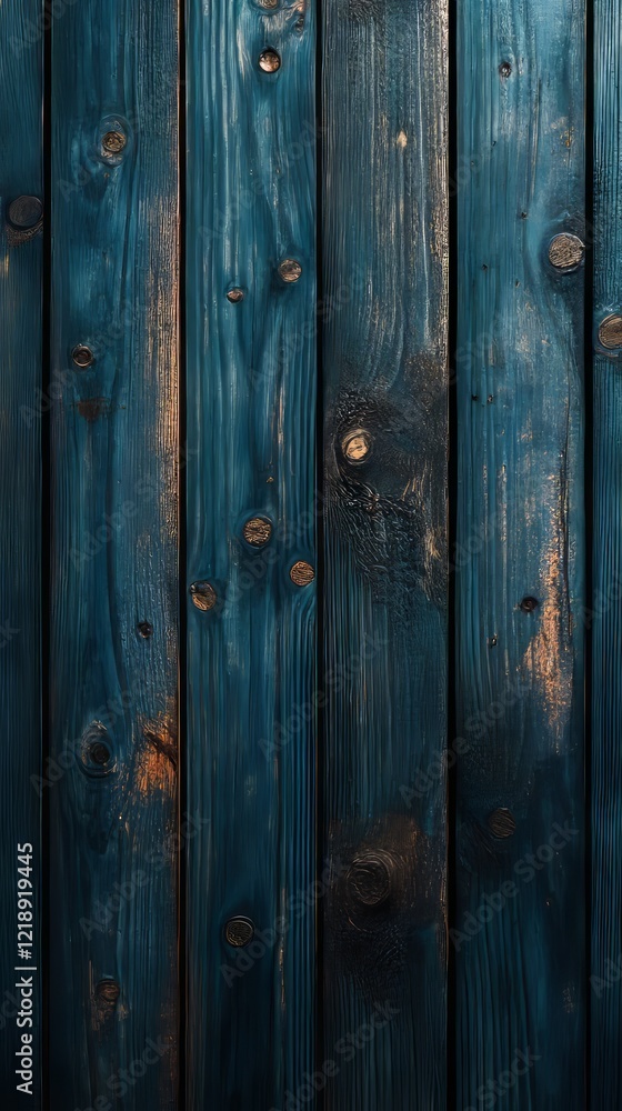 Fototapeta premium Dark blue stained wood plank texture background