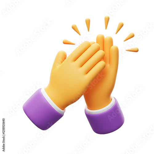 3d Human hands clapping and applause. Business success, teamwork, agreement and ovation concept. High quality isolated render
