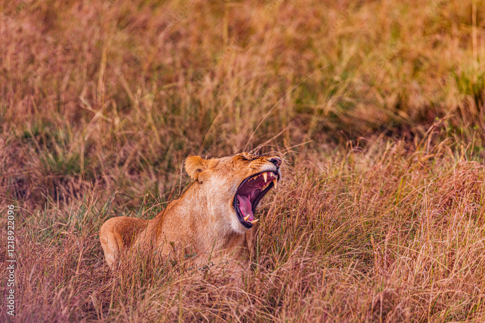 Fototapeta premium lioness in serengeti national park