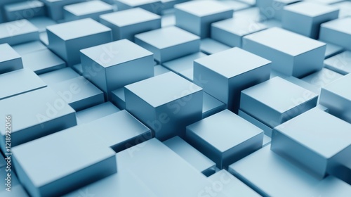 Fototapeta Naklejka Na Ścianę i Meble -  Geometric abstract blue 3d cubes in repetitive pattern