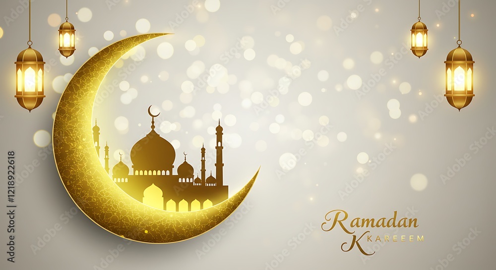 Ramadan Kareem, Lantern with serene mosque background Ramzan mubarak Ramadan Kareem, Lantern with serene mosque background Ramzan mubarak