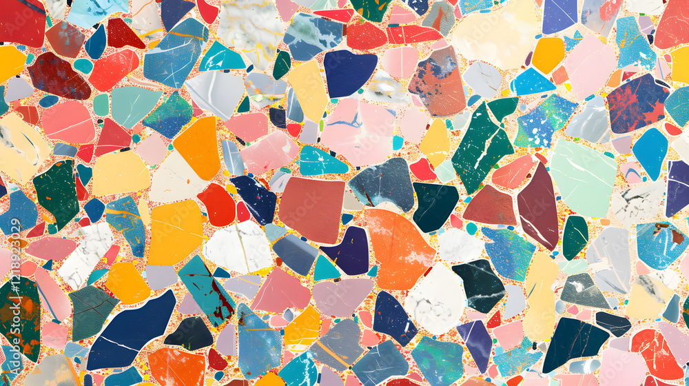 Colorful terrazzo marble tile background, generative ai Colorful terrazzo marble tile background, generative ai