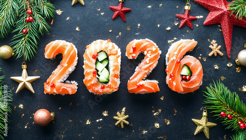 Sushi forming the inscription 