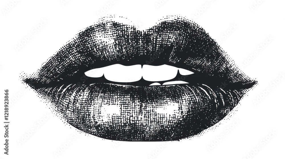 Black and White lips isolated on white background Black and White lips isolated on white background