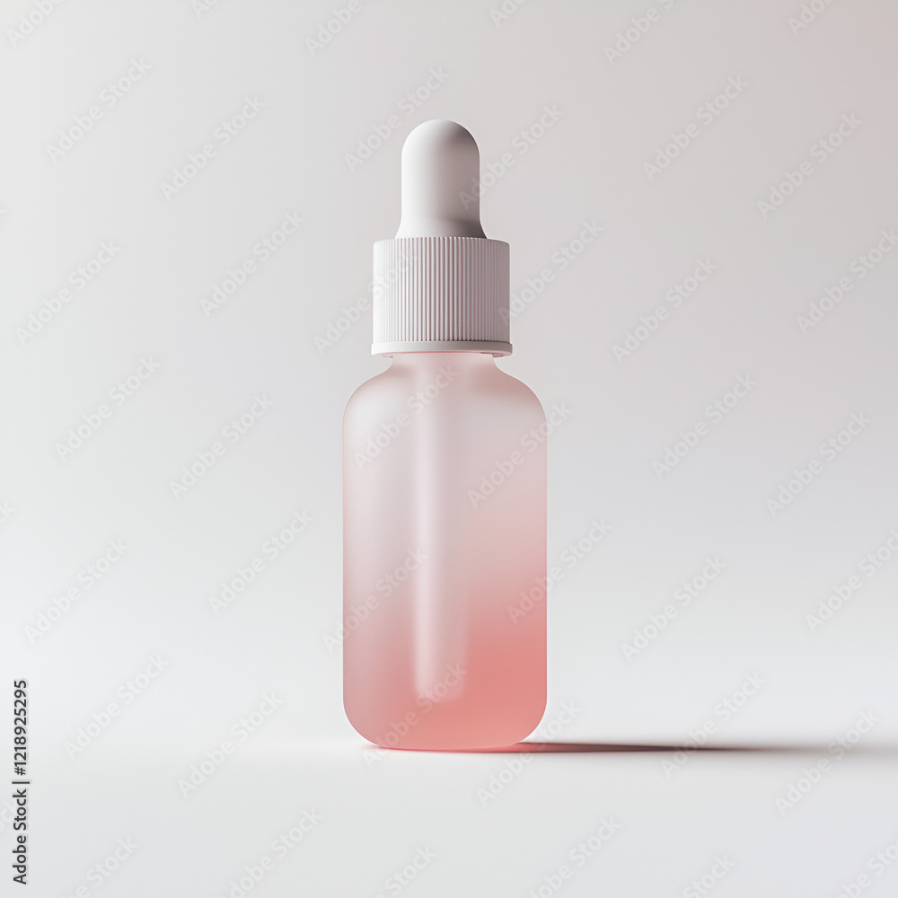 Elegant dropper bottle with soft pink liquid, perfect for skincare or beauty product packaging. Elegant dropper bottle with soft pink liquid, perfect for skincare or beauty product packaging.