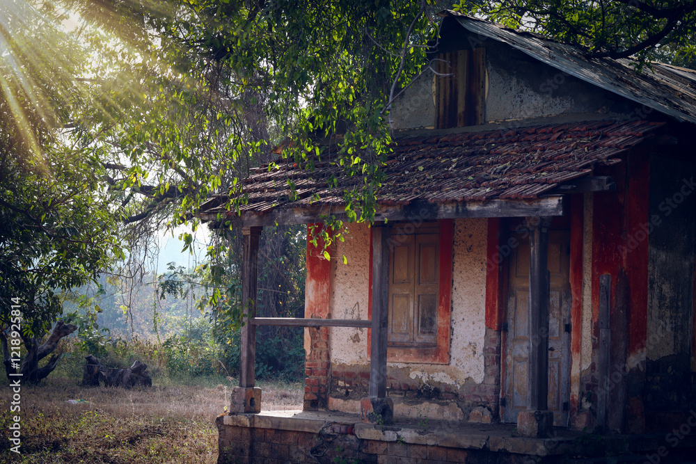 Beautiful old house with sun rays. Beautiful old house with sun rays.