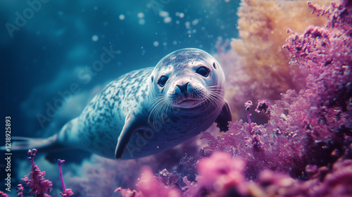 Seal fish swimming in water photo