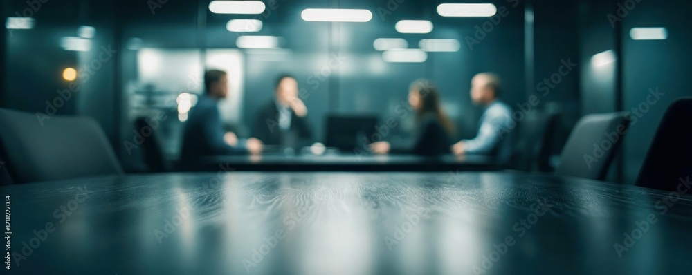 Business Meeting in Modern Office with Focus on Conference Table Business Meeting in Modern Office with Focus on Conference Table