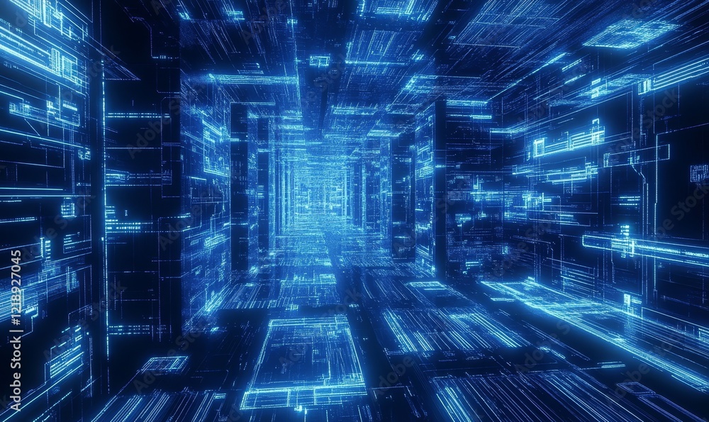 Futuristic High Tech Connectivity Network in Blue 3D Render with Glowing Data Points and Lines Depicting Digital Communication and Advanced Technology Concept, Futuristic High Tech Connectivity Network in Blue 3D Render with Glowing Data Points and Lines Depicting Digital Communication and Advanced Technology Concept,
