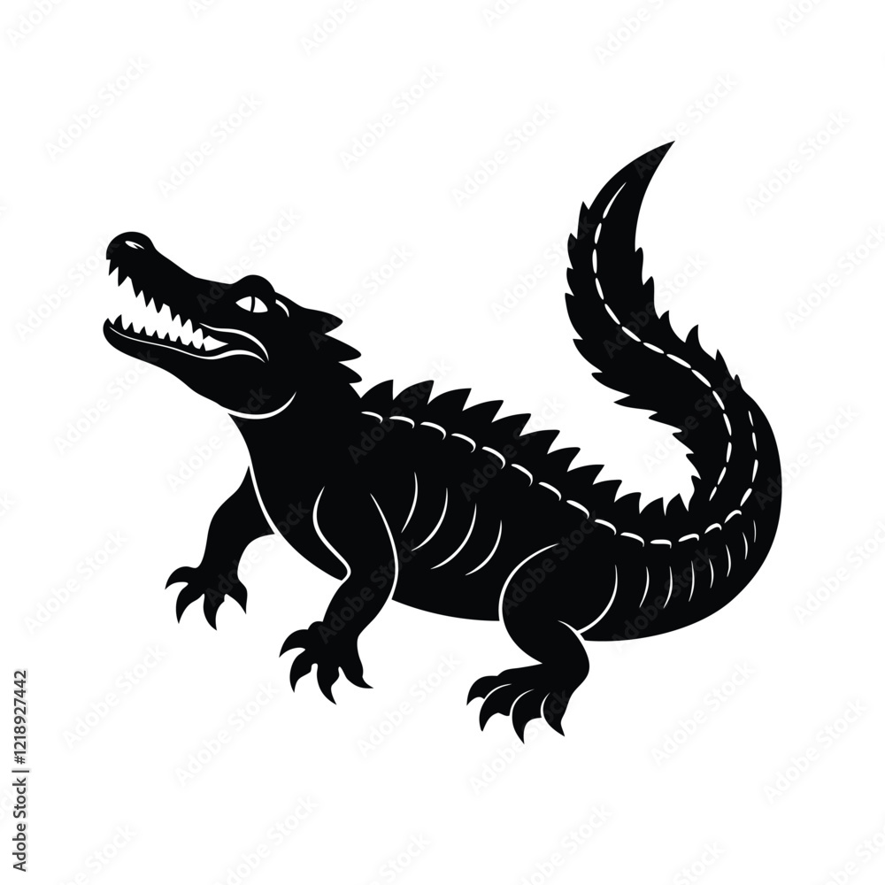 crocodile silhouette isolated on white background crocodile silhouette isolated on white background