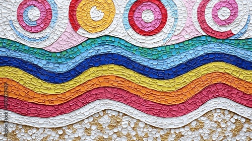 Vibrant Rainbow Mosaic Waves Abstract Art