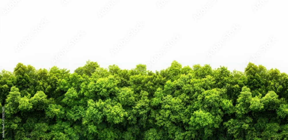 Lush Green Forest with Grass Isolated on White Background Lush Green Forest with Grass Isolated on White Background