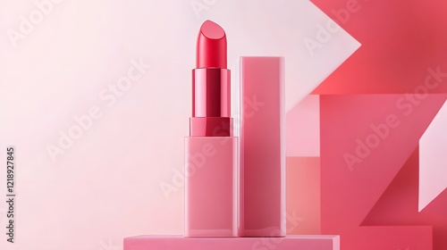 Pink Lipstick Product Shot on Abstract Background