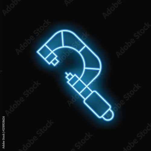 Glowing neon line caliper icon isolated on black background vector illustration for design