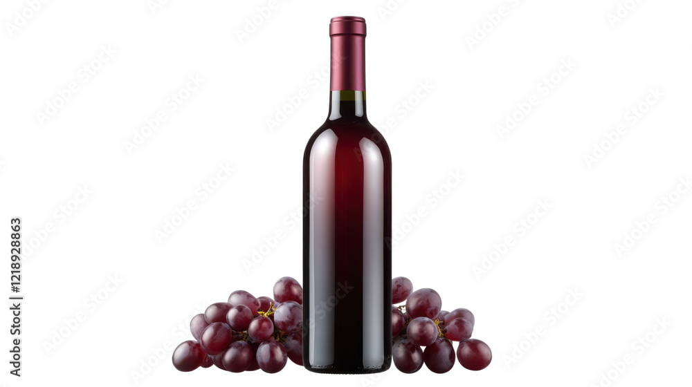 Obraz premium red wine bottle isolated on white background 
