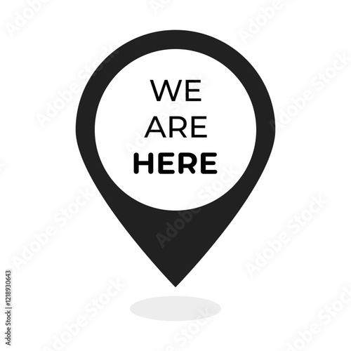 We're here location symbol set. Pin map location icons. Vector illustration