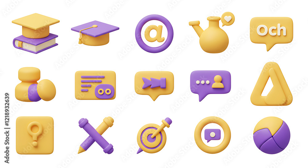 3d education and social media icons for university and school. Stack of the books, calendar, search, speech bubbles, stars and mail flying . Realistic 3d high quality render 3d education and social media icons for university and school. Stack of the books, calendar, search, speech bubbles, stars and mail flying . Realistic 3d high quality render