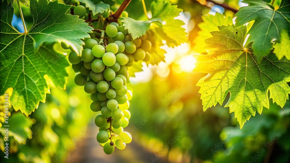 Lush Green Grape Leaves Swaying in the Gentle Breeze - Summer Vineyard Foliage Lush Green Grape Leaves Swaying in the Gentle Breeze - Summer Vineyard Foliage