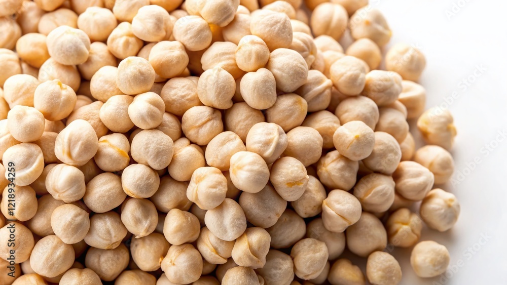 Drone Shot White Chickpeas on White Background, High-Angle Food Photography, Macro Close-up, Food Photography, Gourmet Chickpeas, Studio Shot, White Beans, Healthy Food, Organic Food, Chickpea Cu Drone Shot White Chickpeas on White Background, High-Angle Food Photography, Macro Close-up, Food Photography, Gourmet Chickpeas, Studio Shot, White Beans, Healthy Food, Organic Food, Chickpea Cu
