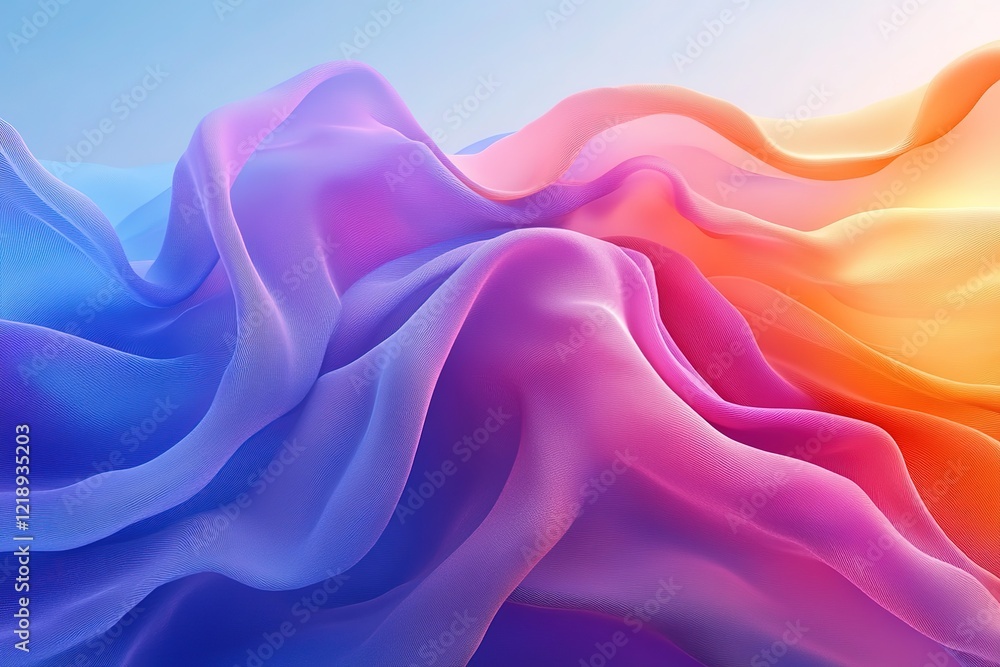Fototapeta premium Abstract Flowing Fabric Design with Vibrant Color Gradient