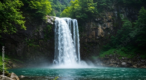 Majestic Waterfall Cascading Through a Serene Forest