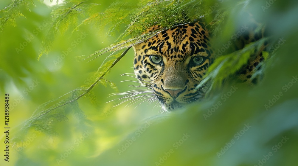 Leopard Hidden in Green Foliage Leopard Hidden in Green Foliage