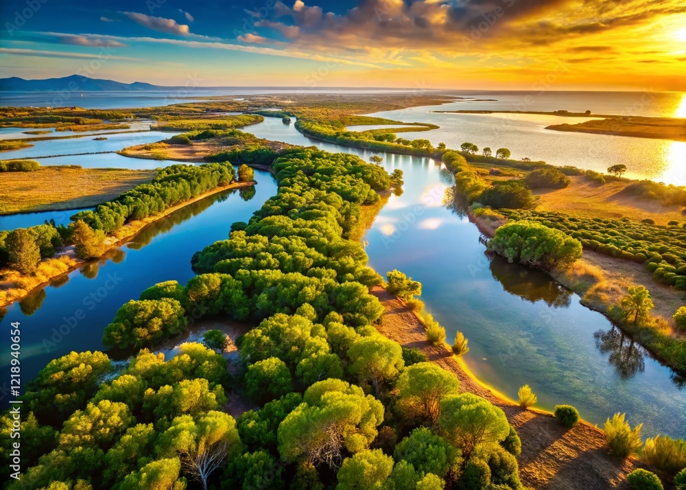 Obraz premium Ebro Delta Coastline, Spain - Stunning Nature, Coastal View, AI Photo