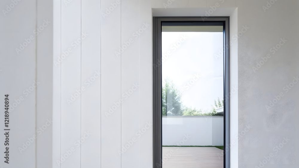 Obraz premium Glass window frame house interior on white wall